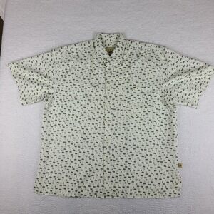 Joe Marlin Shirt‎ Mens XL Green Geometric Modal Casual Hawaiian Button Up